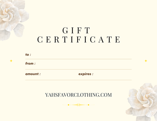 YAH'S FAVOR E-GIFT CARD